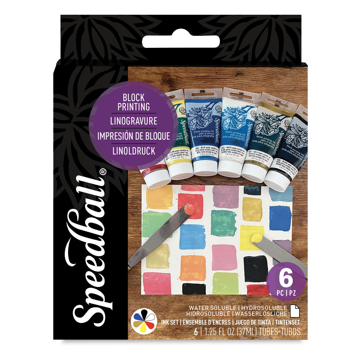 Speedball Water-Soluble Block Printing Inks Starter Set 6 x 37ml