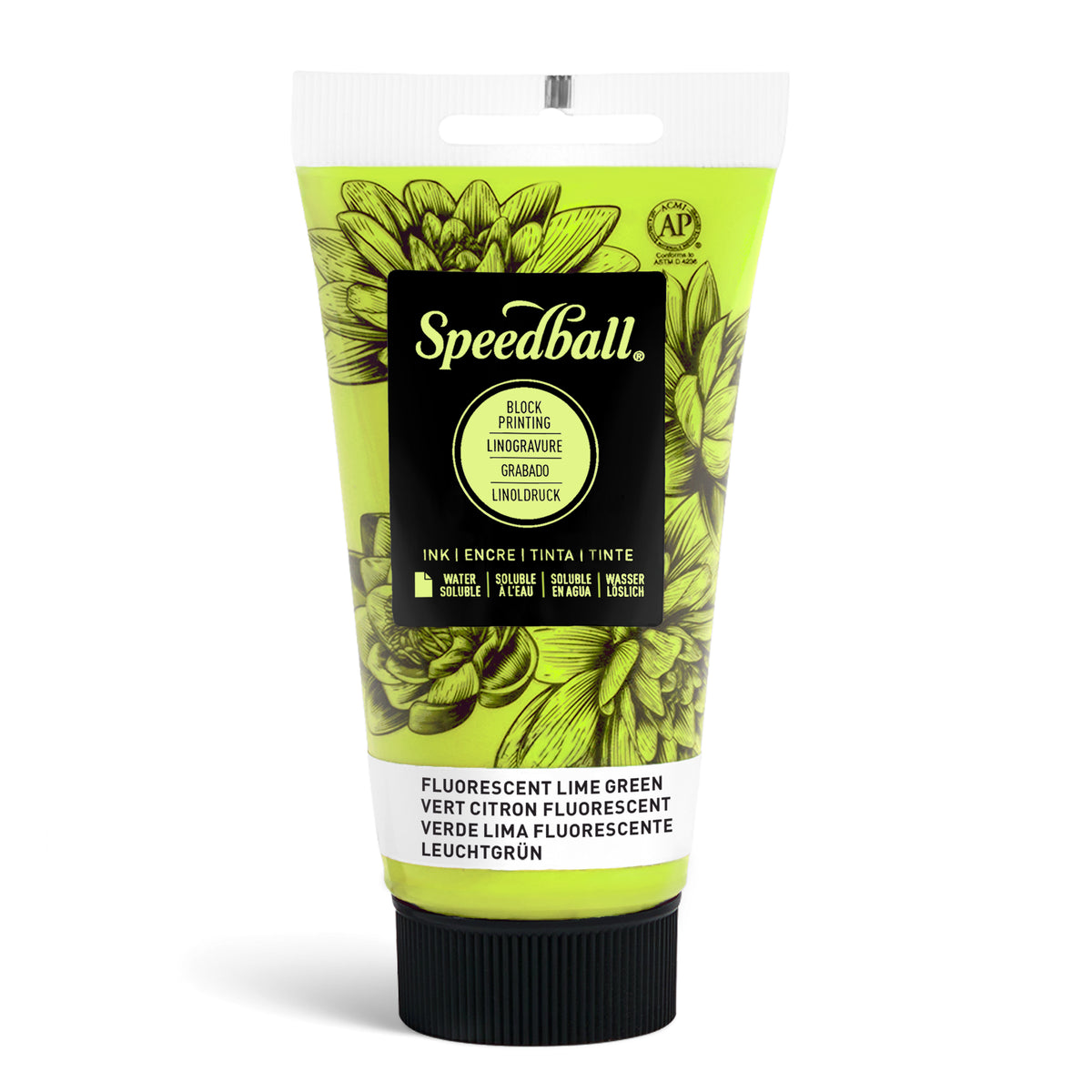 Speedball Water-Soluble Block Printing Ink 75ml – Fluorescent Lime Green