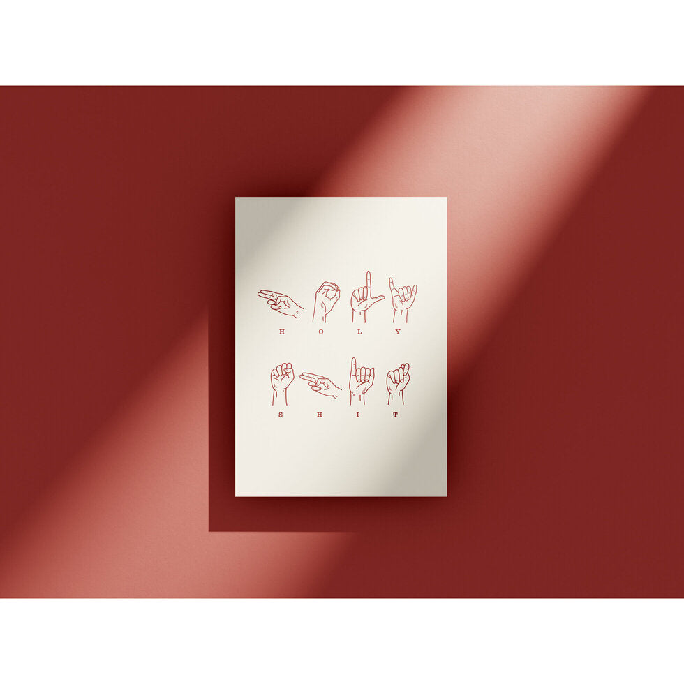 Two Finger Salute ASL Holy Sh*t Greetings Card by Heyyy