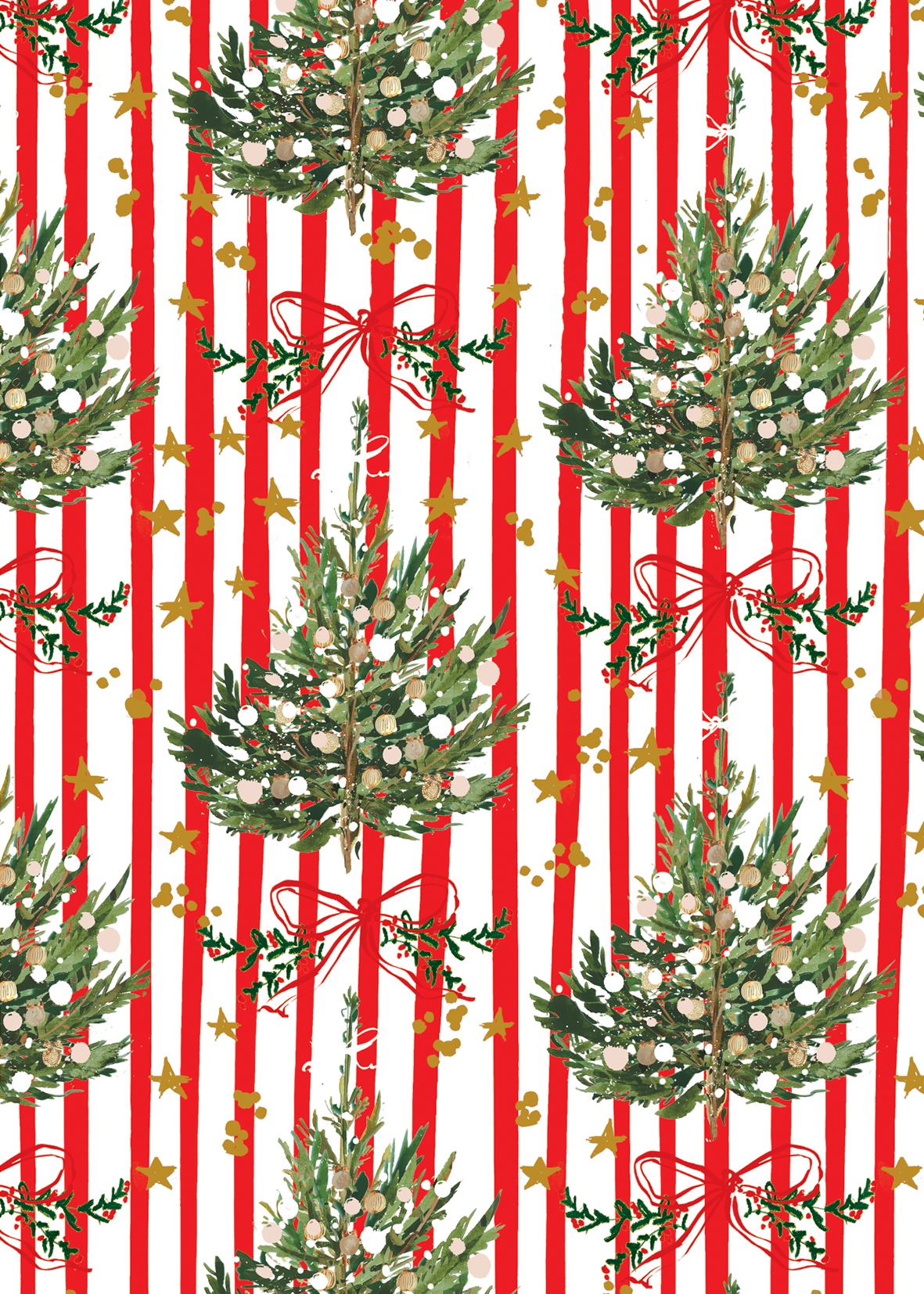 Striped Spruce Wrapping Paper Sheet by Stephanie Dyment