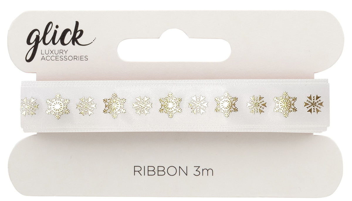 Snowflakes Cream Grosgrain Ribbon (3m)