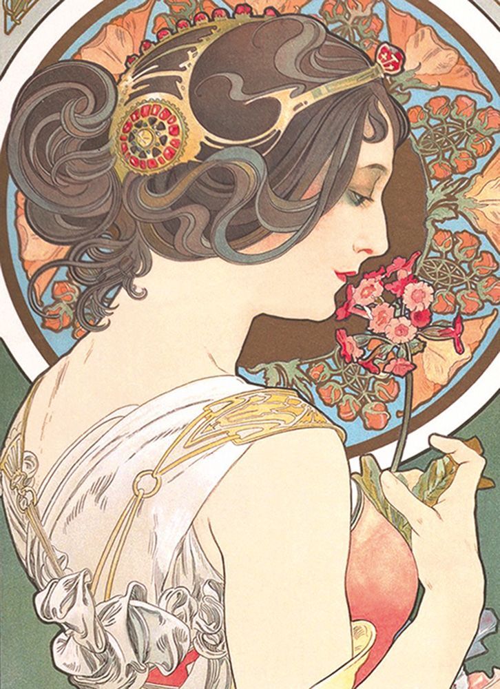 Alphonse Mucha Primrose Art Card