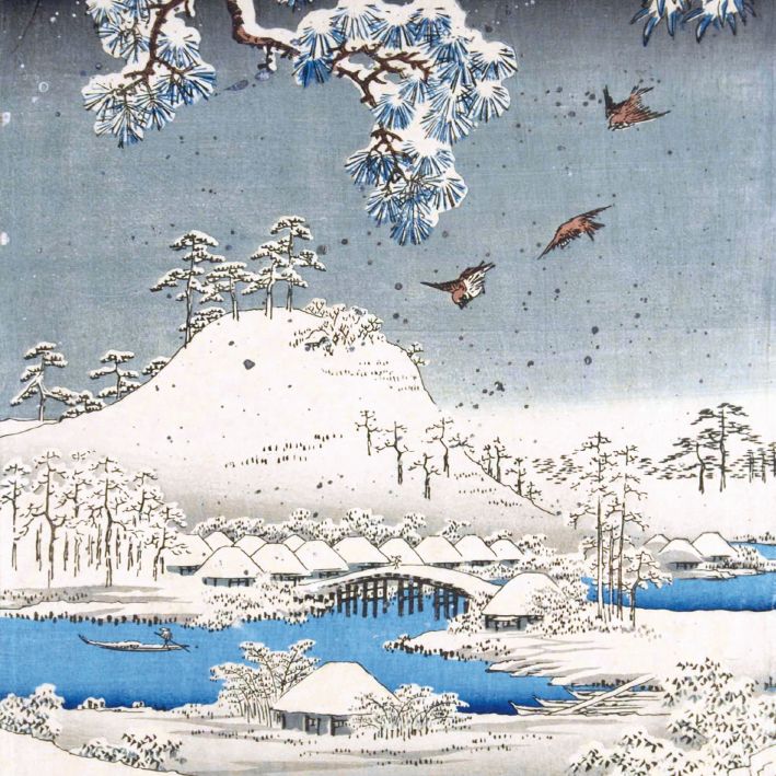 Utagawa Hiroshige Snow Scene in the Garden of a Daimyo Christmas Card Pack