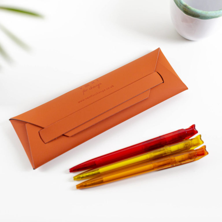 VENT Make a Mark Recycled Leather Pen & Pencil Pouch – Raspberry Pink