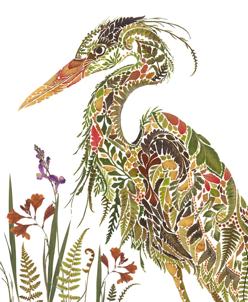 Helen Ahpornsiri Heron & Flowers Art Card