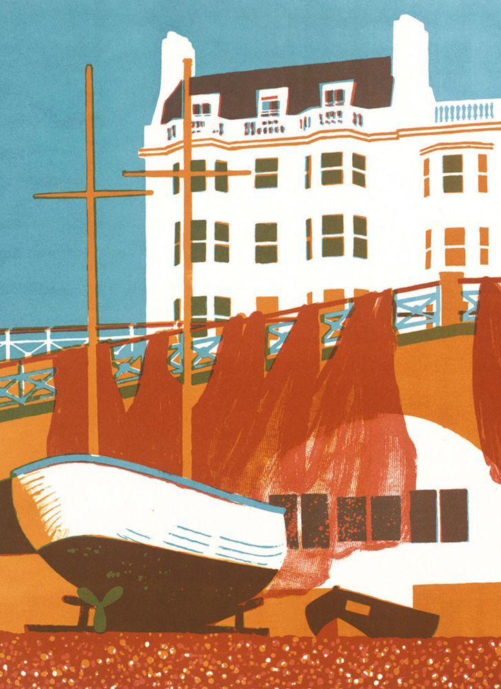 Geoffrey Elliott Brighton Fish Market Art Card