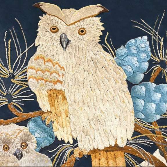 Margaret A. Shaw Embroidered Owl Art Card | Blank Inside