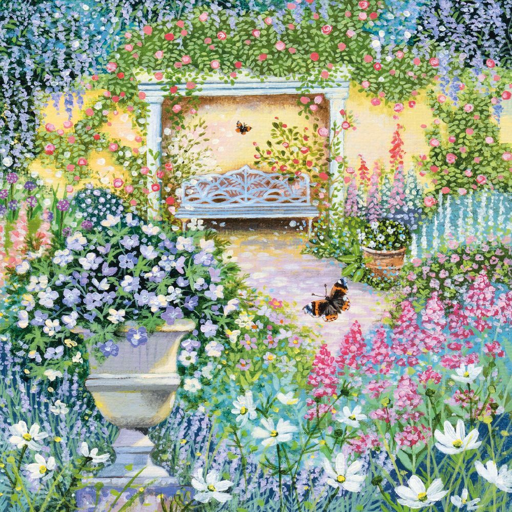 Lucy Grossmith Blue Bench and Wisteria Art Card