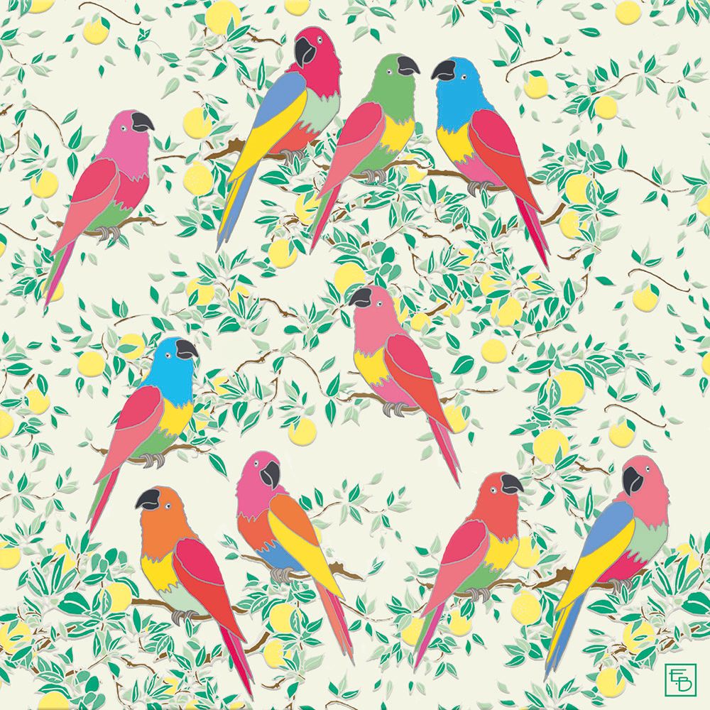 Emily Burningham Parrots Art Card