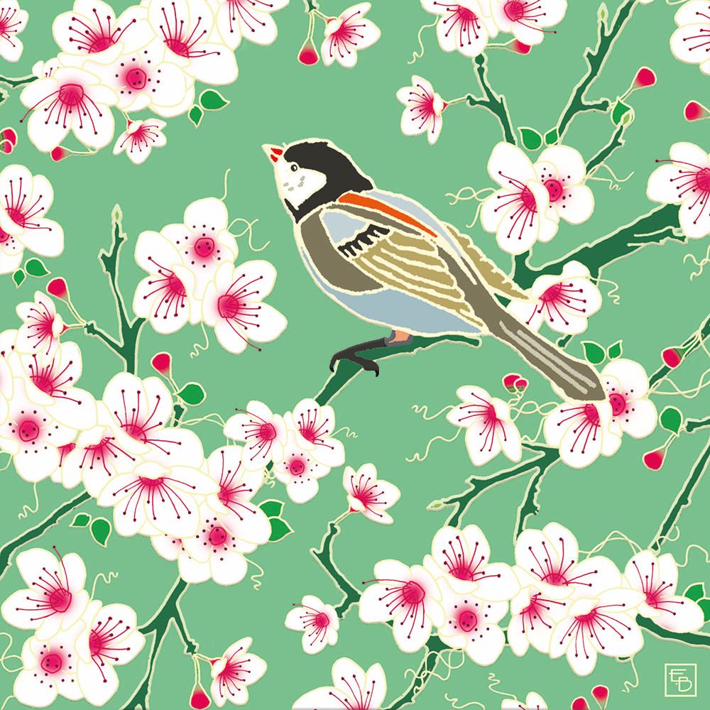 Emily Burningham Cherry Blossom Art Card