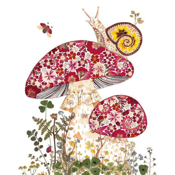 Helen Ahpornsiri Snail and Toadstools Art Card | Blank Inside