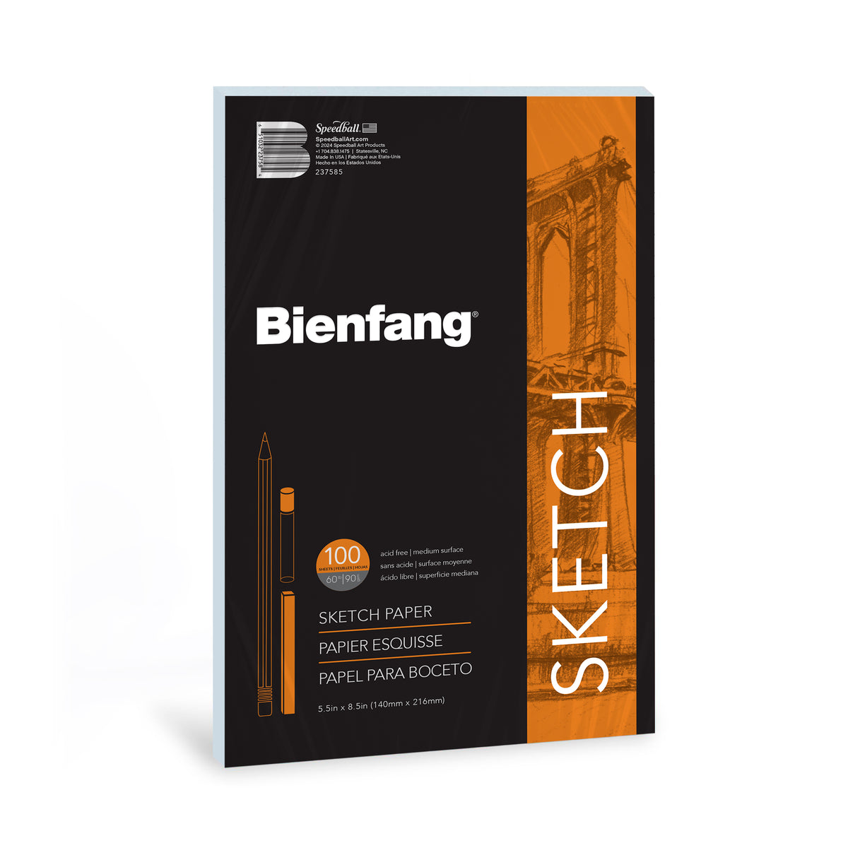 Bienfang Sketch Paper 5.5 x 8.5in (14 x 21.6cm), Pack of 100 Sheets