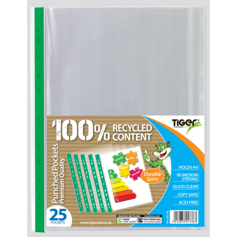 Tiger A4 Premium Punched Pockets – Pack of 25