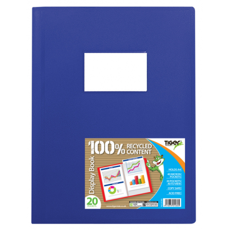 Tiger A4 Flexi Display Book – 20 Pockets, Assorted Colours