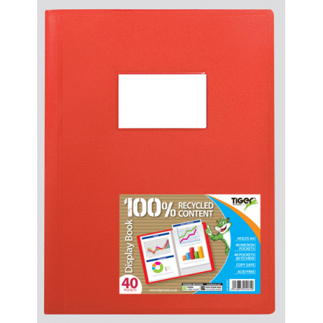 Tiger A4 Flexi Display Book – 40 Pockets, Assorted Colours