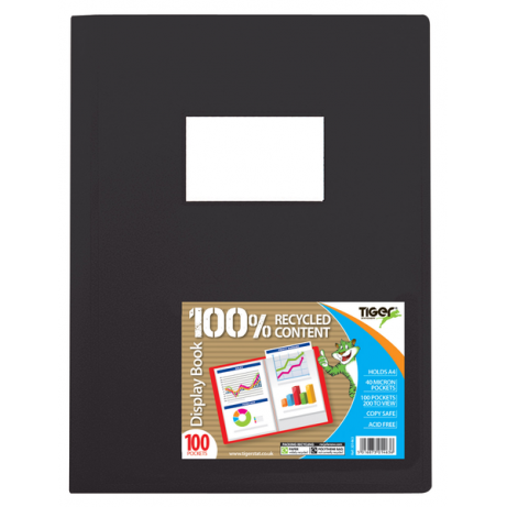 Tiger A4 Flexi Display Book – 100 Pockets, Assorted Colours