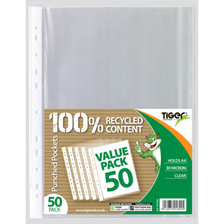 Tiger A4 Punched Pockets – Pack of 50, Value Range