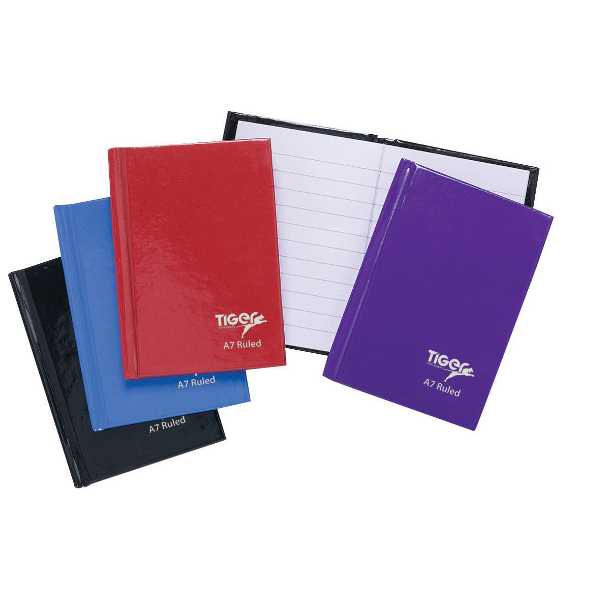 Tiger A7 Casebound Feint Ruled Notebook – 80 Sheets, Assorted Colours
