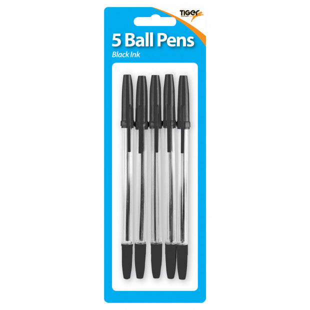 Tiger Black Ballpoint Pens – Pack of 5