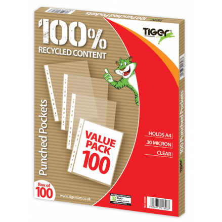 Tiger A4 Value Punched Pockets – Box of 100