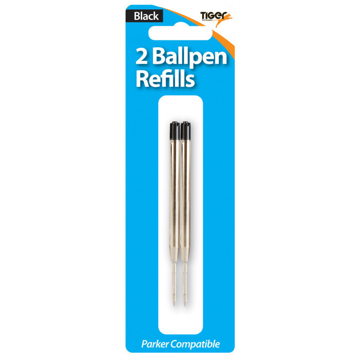Tiger Parker-Type Ballpoint Pen Refills – Black, Pack of 2