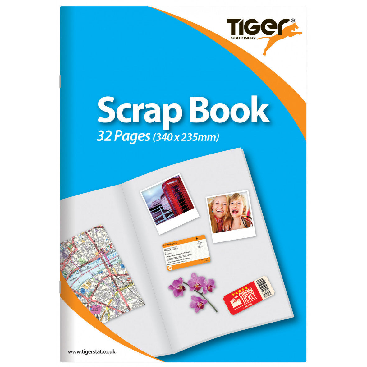 Tiger Scrapbook – 32 Plain Coloured Pages