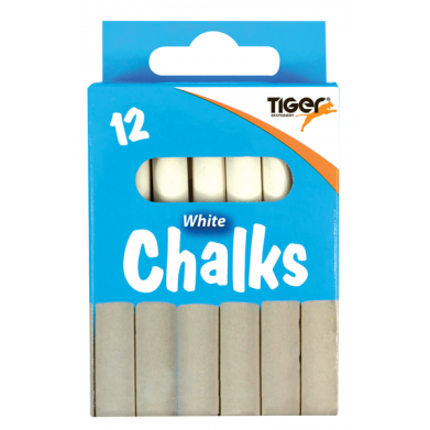 Tiger Dustless Chalk – White, Pack of 12