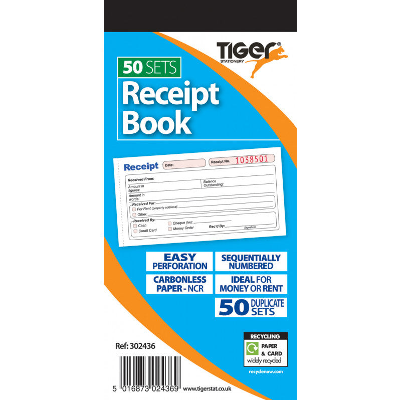 Tiger Small Receipt Book – 200 Carbonless Sets