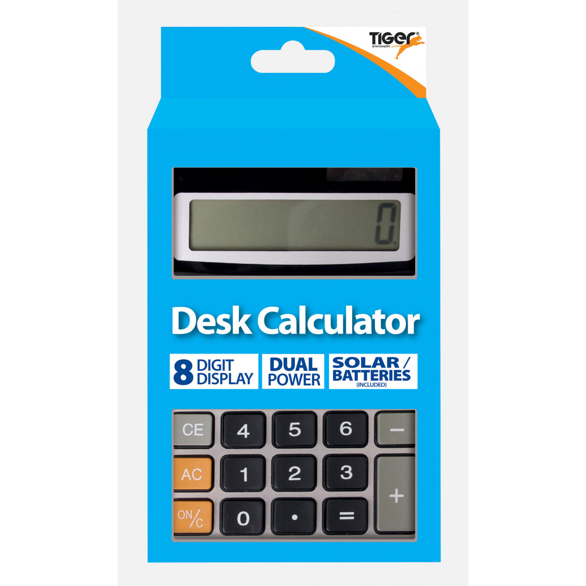 Tiger 8-Digit Desk Calculator – Dual Power