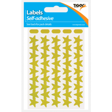 Tiger Coloured Self-Adhesive Gold Stars – 3 Sheets