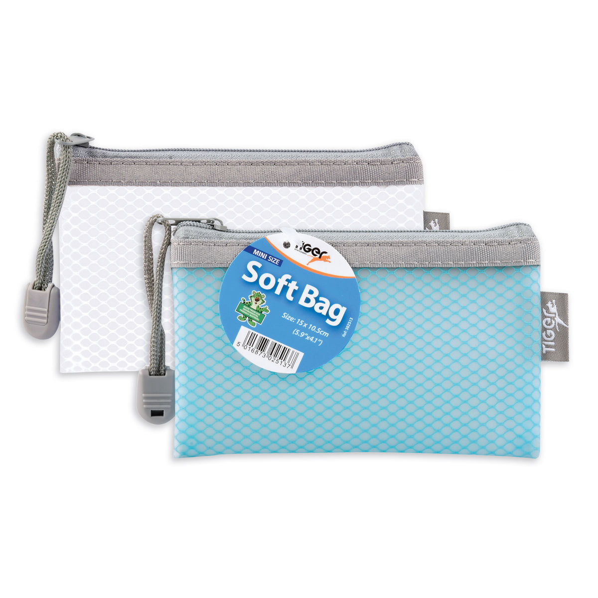 Tiger Mini Soft Zip Bag – Blue and Clear