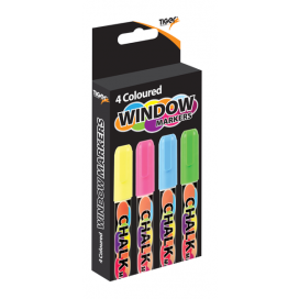 Tiger Water-Based Window Chalk Markers – Box of 4 Assorted Colours