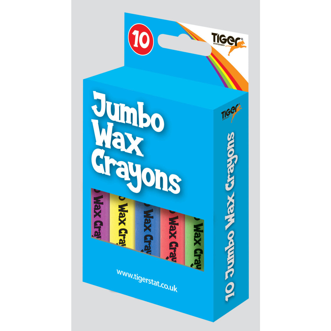 Tiger Jumbo Wax Crayons – Pack of 10 Assorted Colours