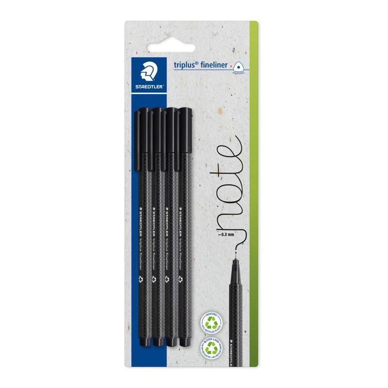 Staedtler Triplus Fineliner 334 – Black, Blister of 4