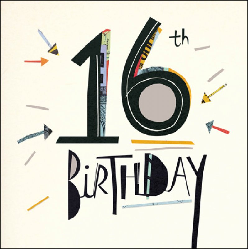 Bold Graphic Lettering 16th Birthday Card