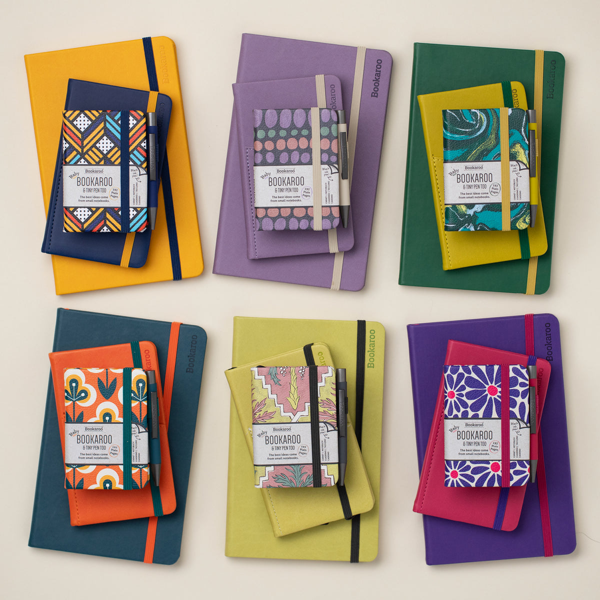 Bookaroo - A7 Baby Notebook & Pen - Navy & Yellow Geo