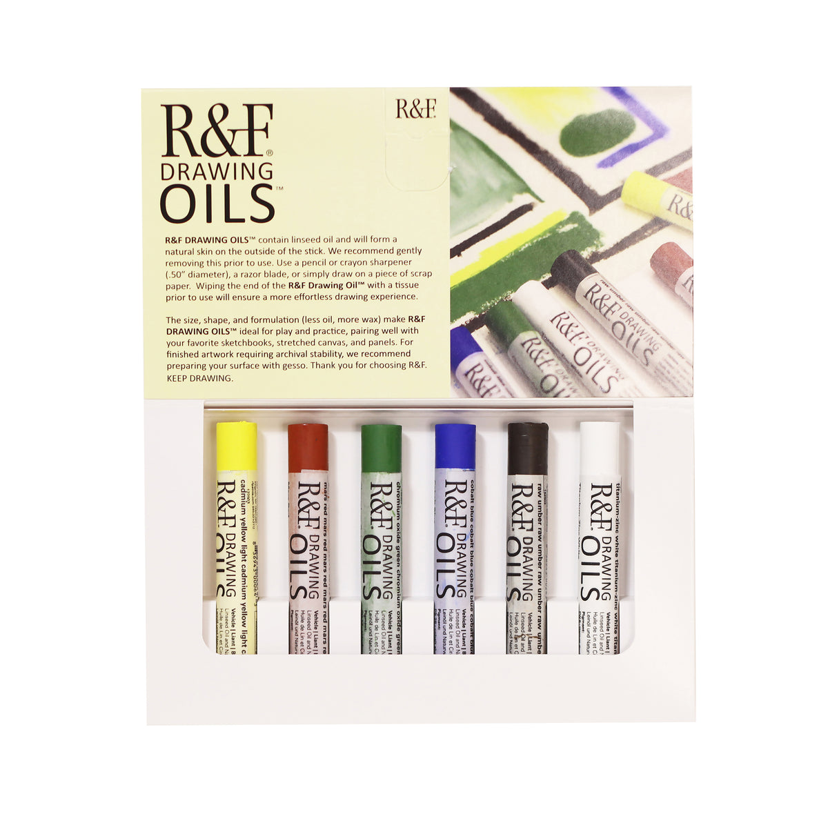 R&F Drawing Oils Introductory Colour Set – 6 x 12ml