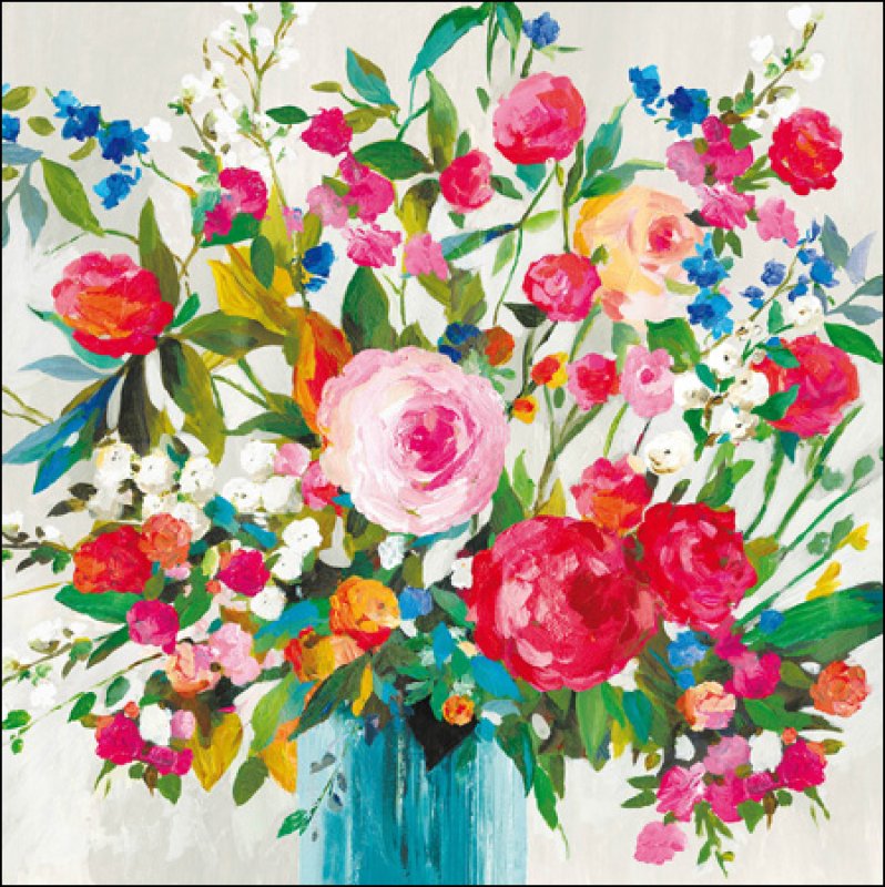 In Bloom Vase of Roses Birthday Card