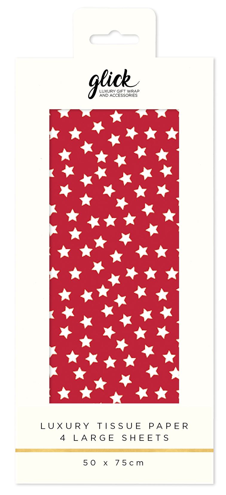 Stars Red Patterned Tissue Paper (4 Sheets)