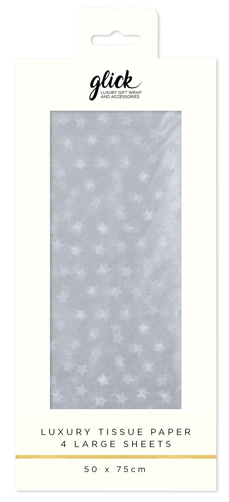 Stars Silver Patterned Tissue Paper (4 Sheets)