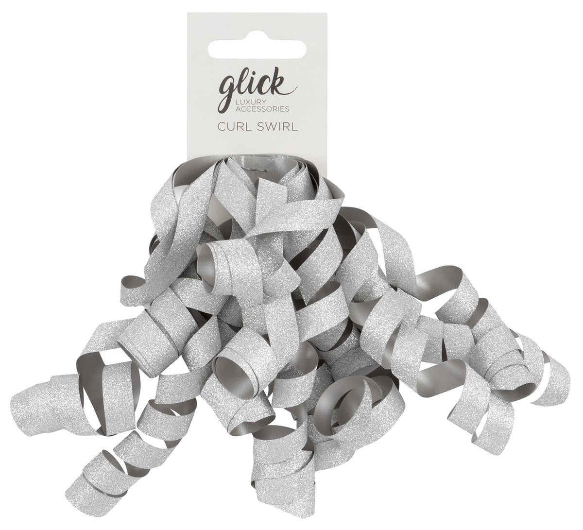 Silver Glitter Curl Swirl Gift Topper