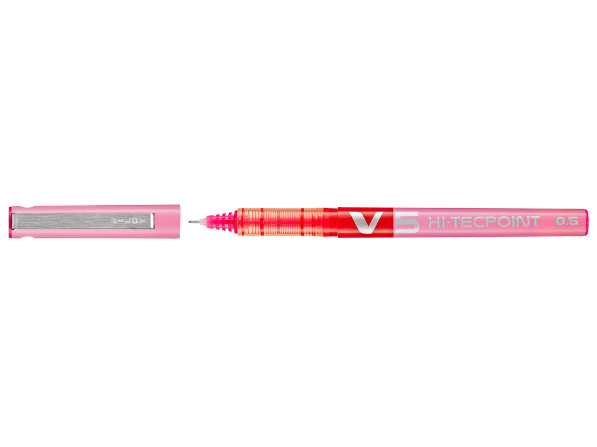 Pilot Hi-Tecpoint V5 Liquid Ink Rollerball 0.5 Fine – Pink