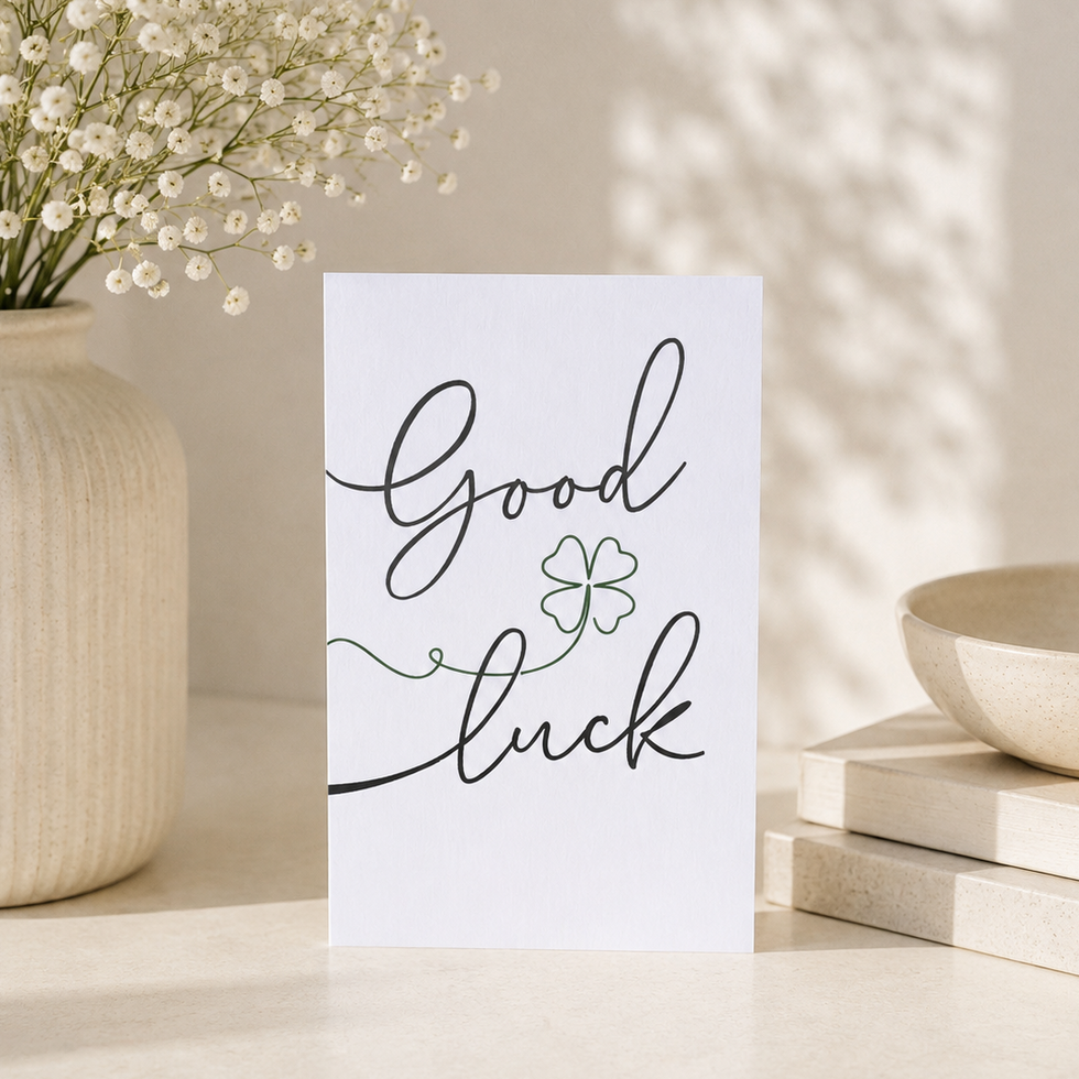 Dancing In The Rain Good Luck Script Greetings Card by Heyyy