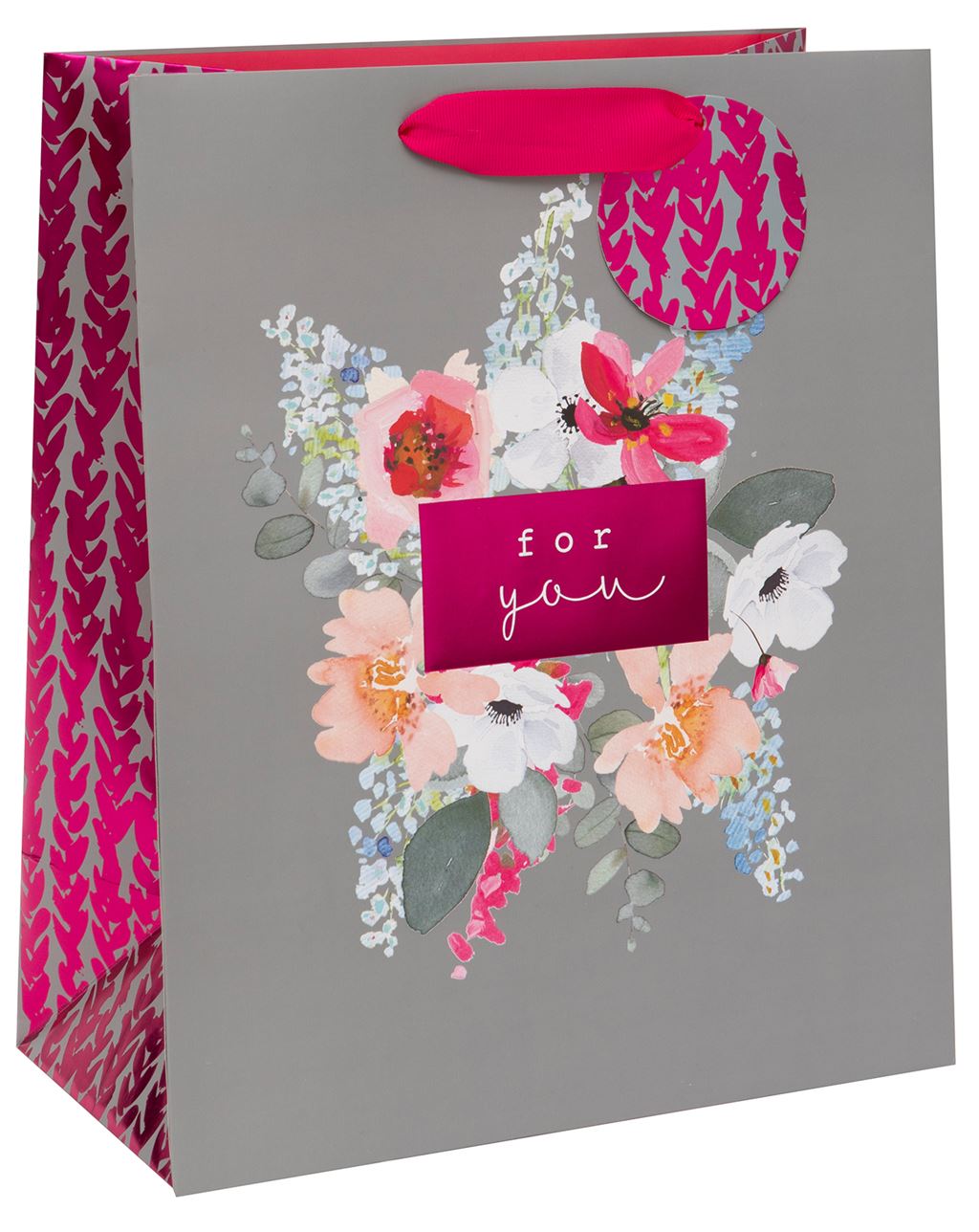 Posy Grey Large Gift Bag by Stephanie Dyment