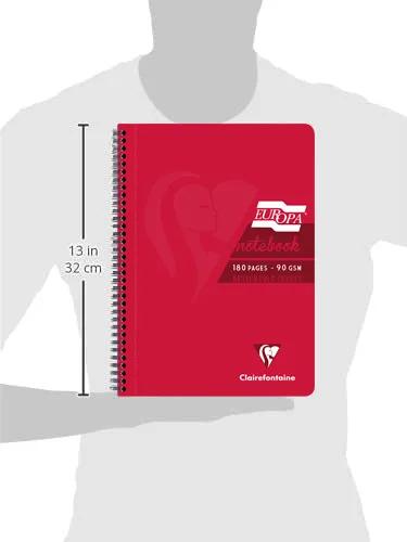 Clairefontaine Europa Glossy Wirebound Notebook - A4 Lined with Margin - 180 Pages - Red