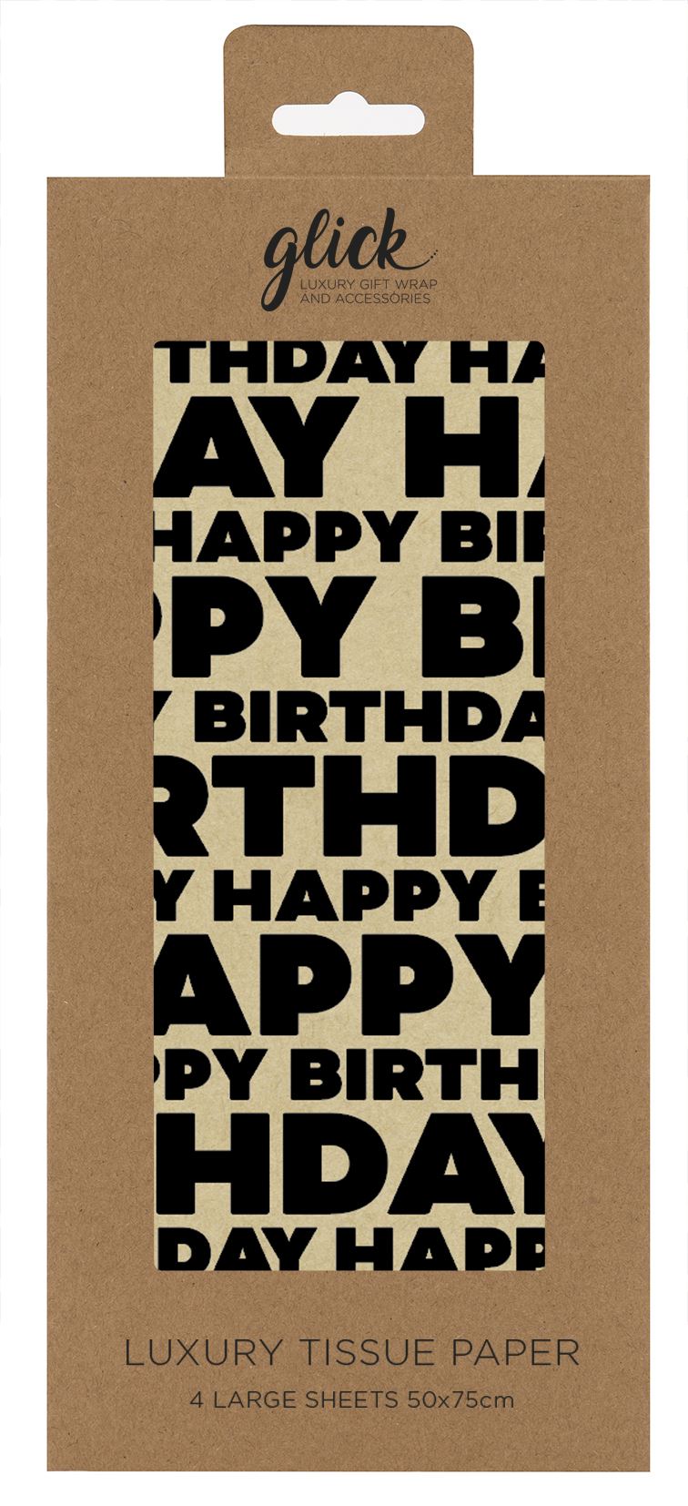 Happy Birthday Black Kraft Patterned Tissue Paper (4 Sheets)