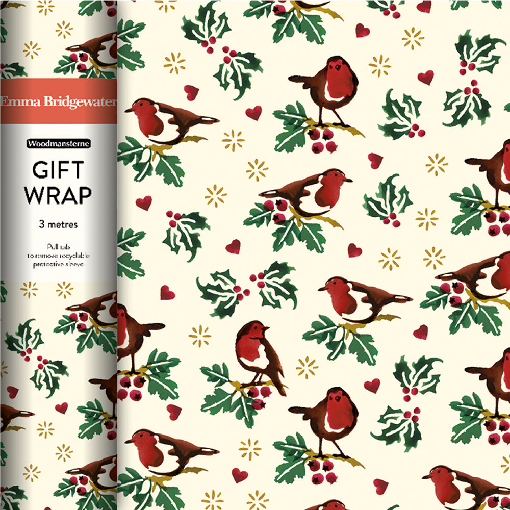 Emma Bridgewater Little Robin Christmas Gift Wrap | 3m Roll