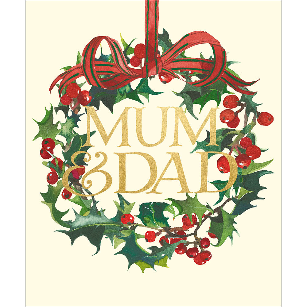 Emma Bridgewater Mum & Dad Holly Wreath Christmas Card
