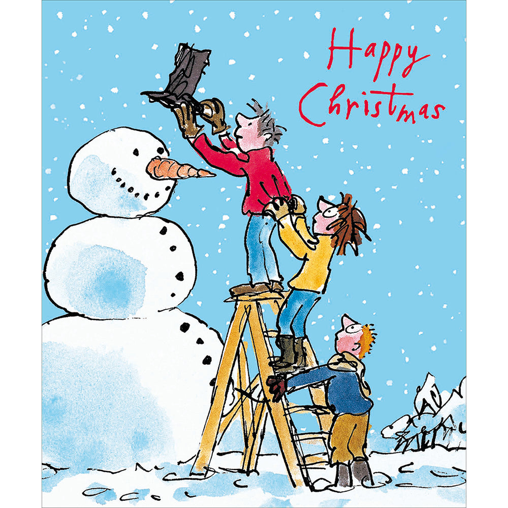 Quentin Blake Building the Snowman Christmas Card