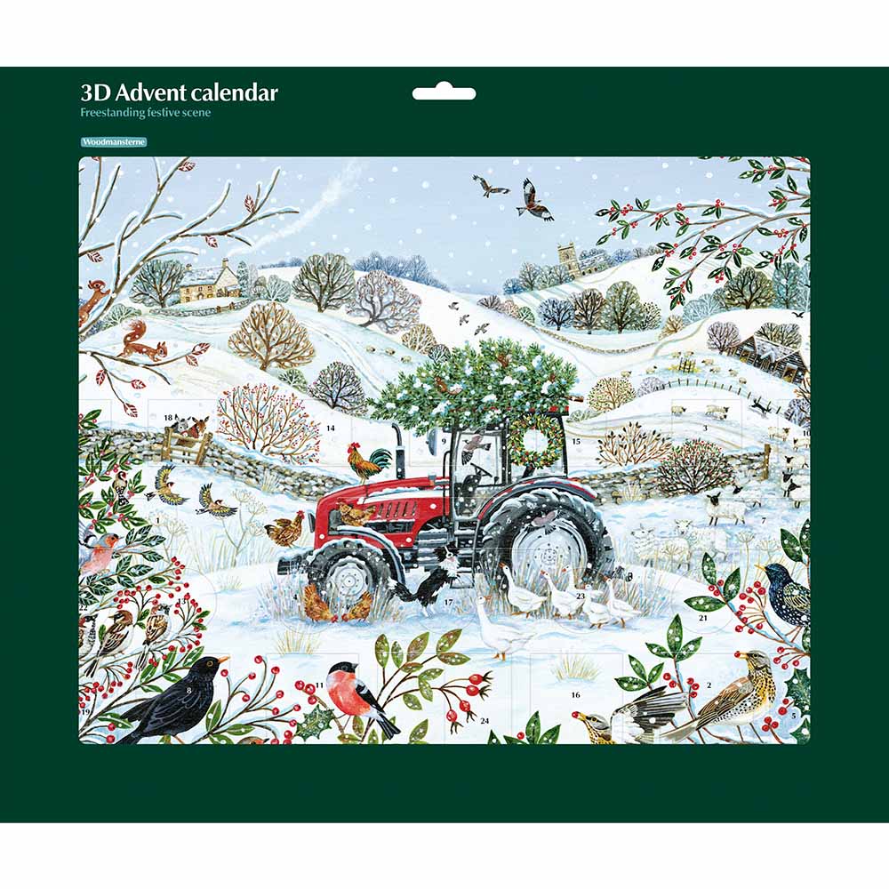 Farmyard Christmas Tractor 3D Freestanding Advent Calendar